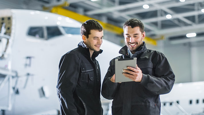 workers in a hangar